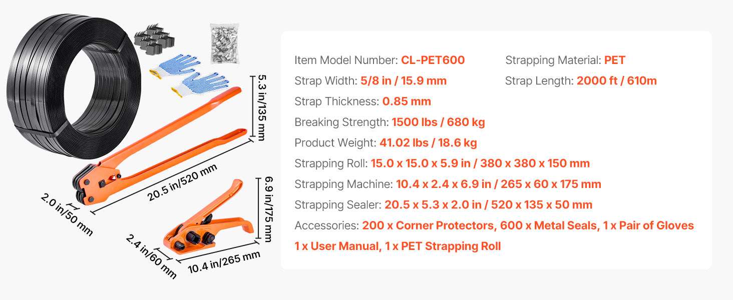 Manual Strapping Kit with 2000ft PET Band & Sealer Tool Set - Image 13