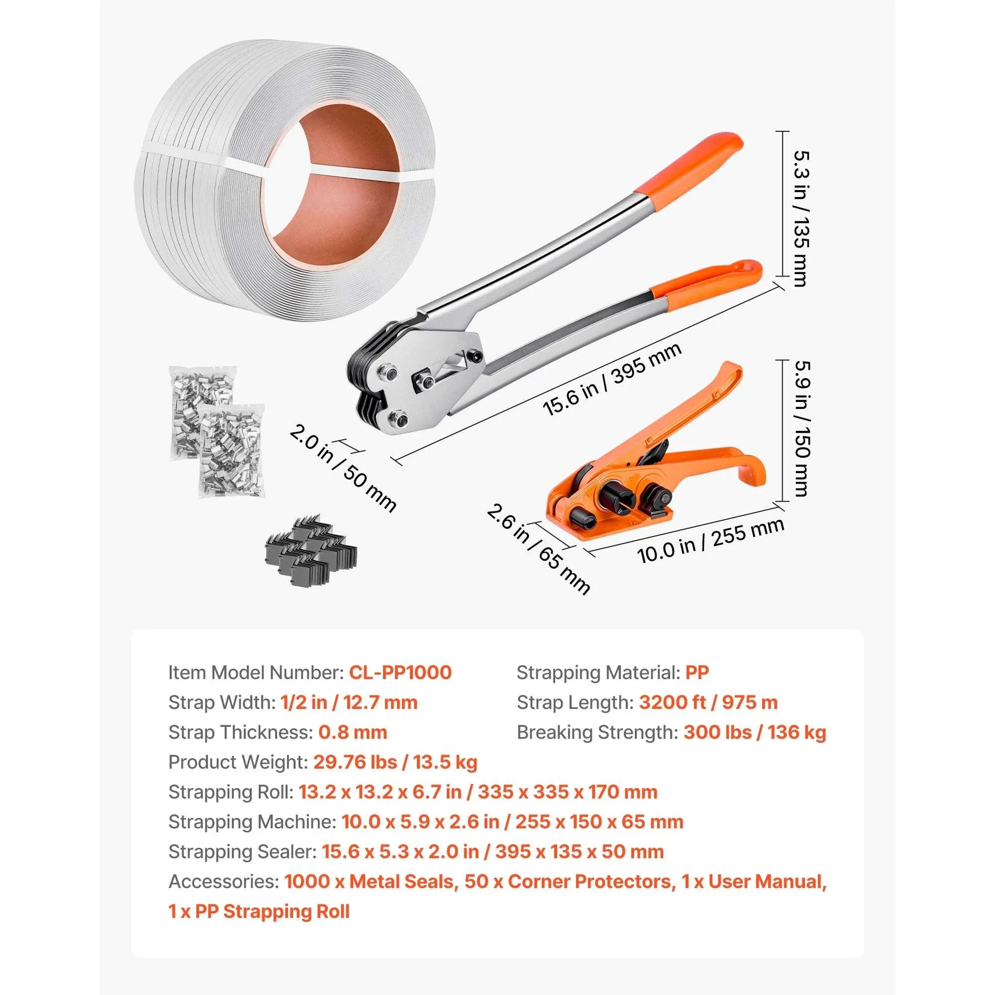 Manual Pallet Strapping Kit with 3200ft PP Band & 1000 Seals - Image 14