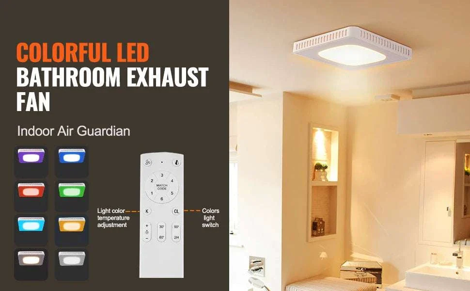 Bathroom Exhaust Fan with LED Light 80/110 CFM Quiet Heating - Image 8