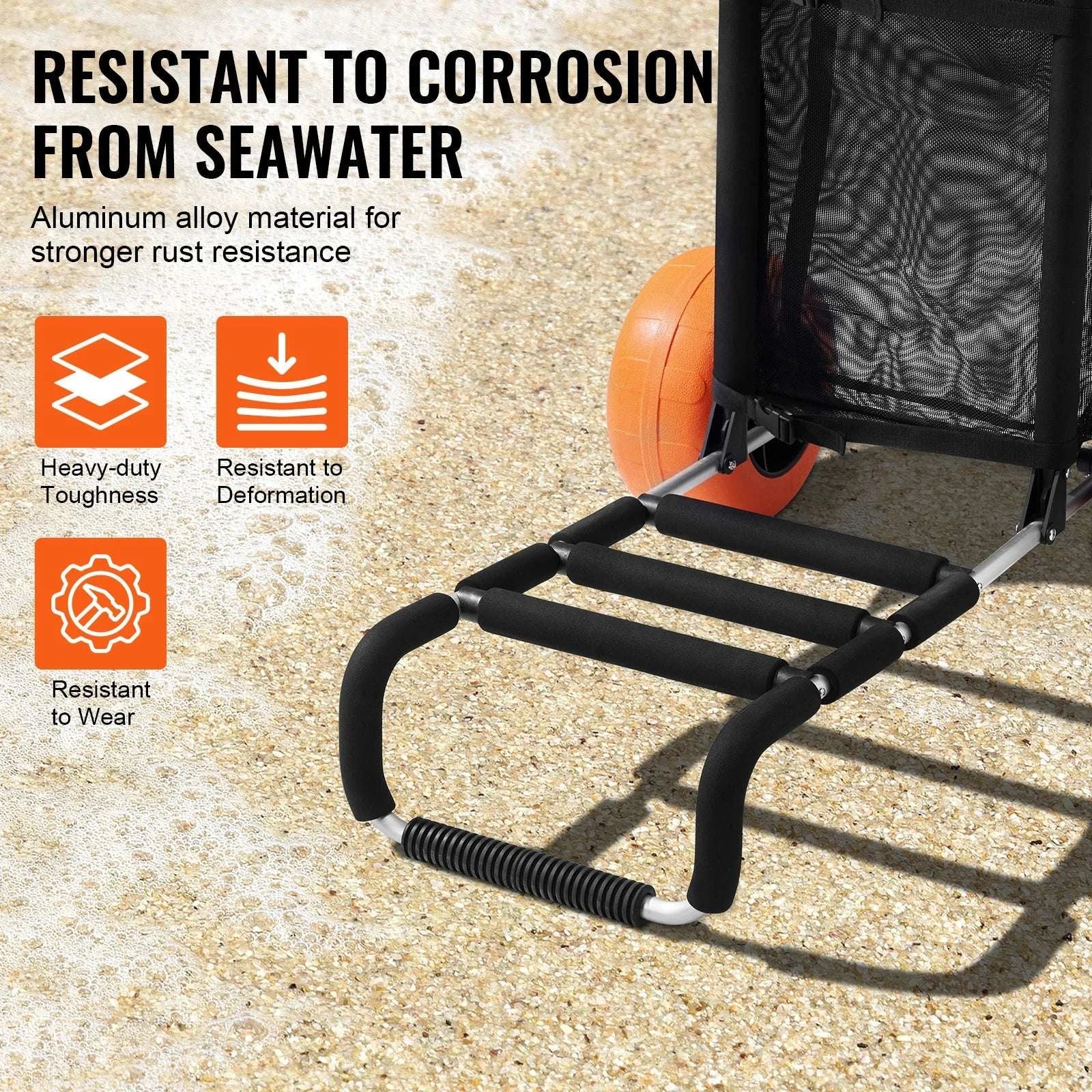 Beach Dolly Cart with Big Sand Wheels 165lb Folding Cargo Carrier - Image 4