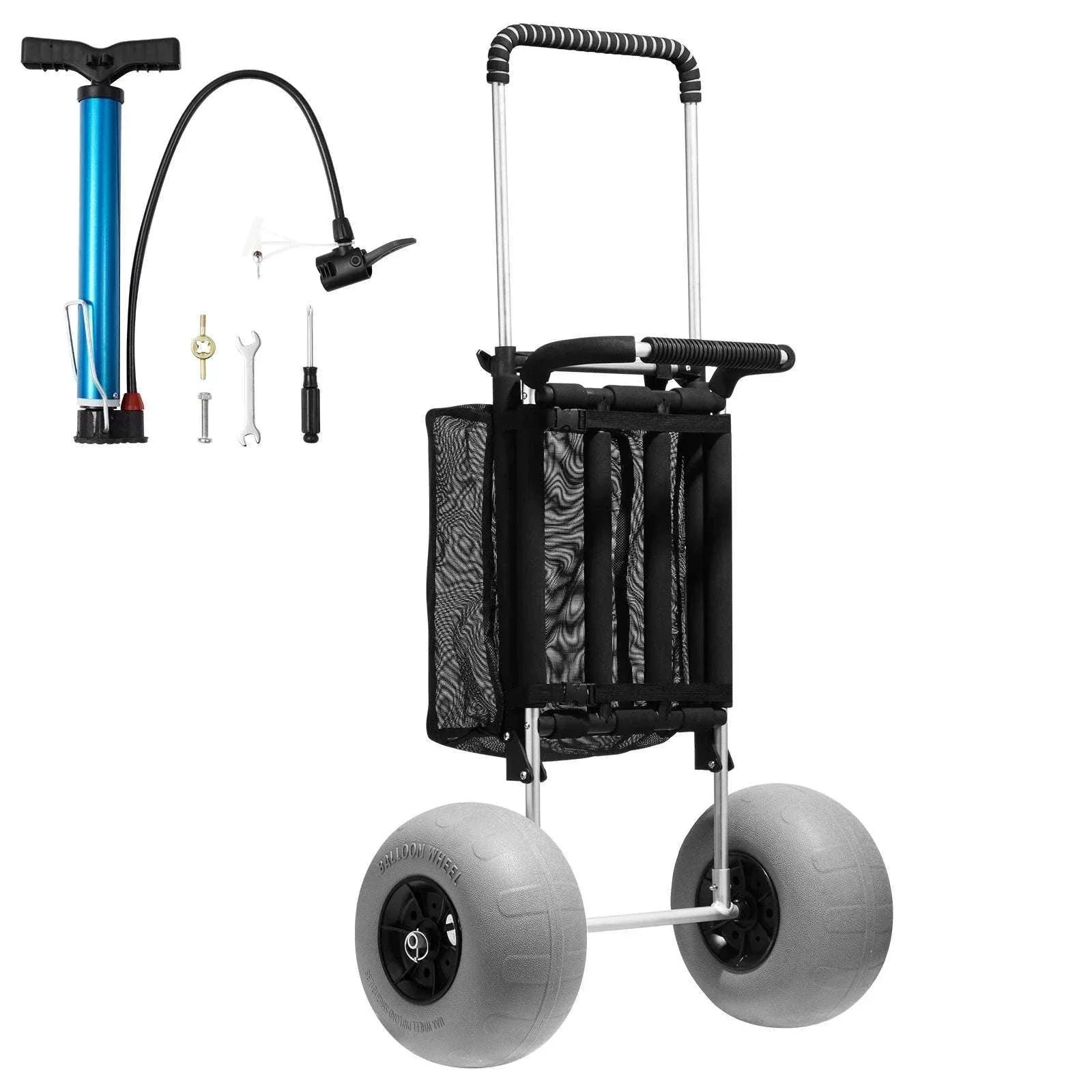 Beach Dolly Cart with 12" Balloon Wheels 165 lbs Folding Sand Cart