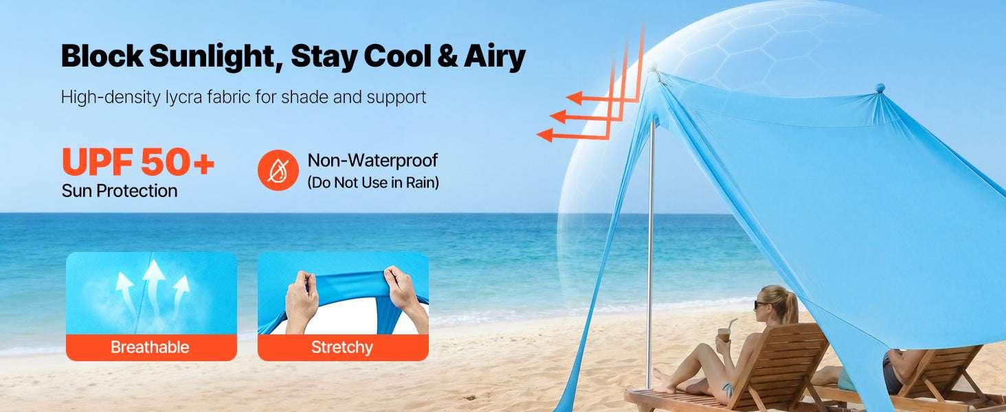 Beach Tent Sun Shelter UPF50+ Pop Up Canopy for 3–4 People - Image 9