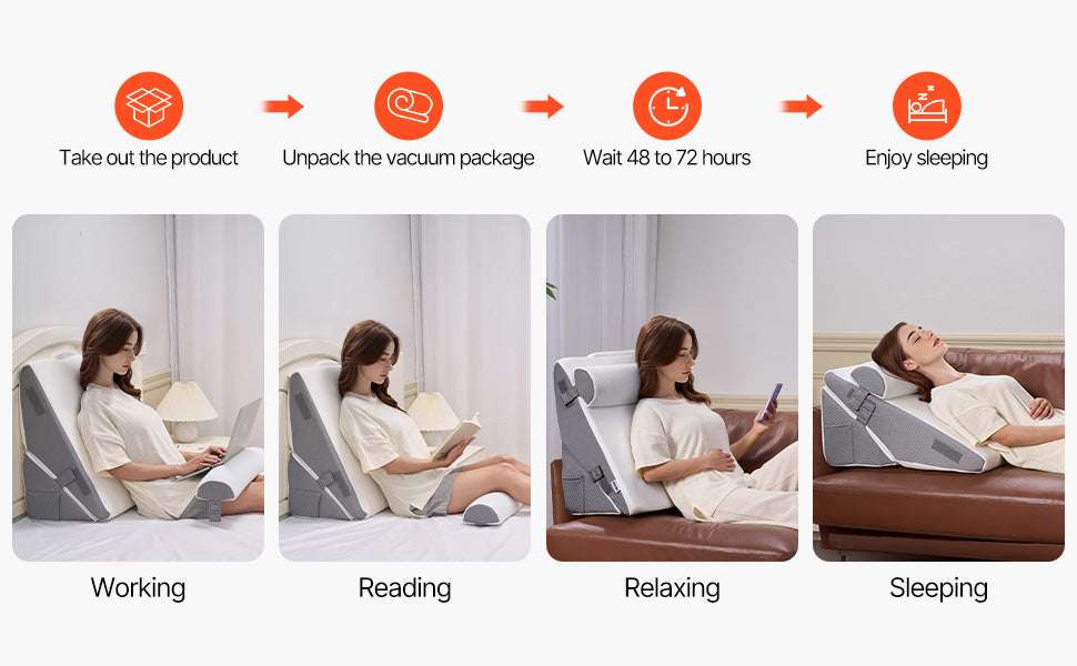 Adjustable 3-Piece Bed Wedge Pillow Set for Sleep & Recovery - Image 11