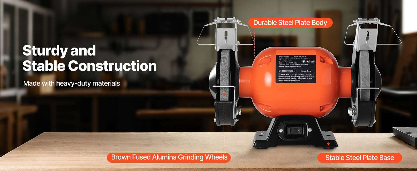 6-Inch Bench Grinder 1750RPM Low-Speed with Adjustable Tool Rest - Image 10