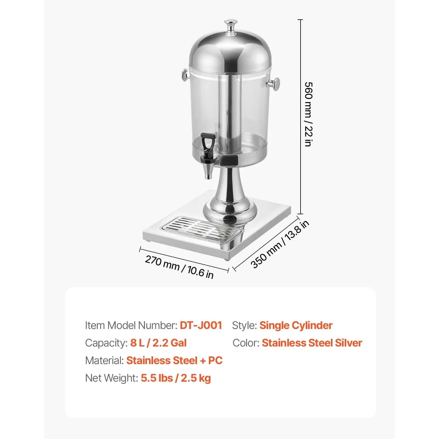 2.1 Gallon Beverage Dispenser with Spigot and Ice Chamber - Image 14