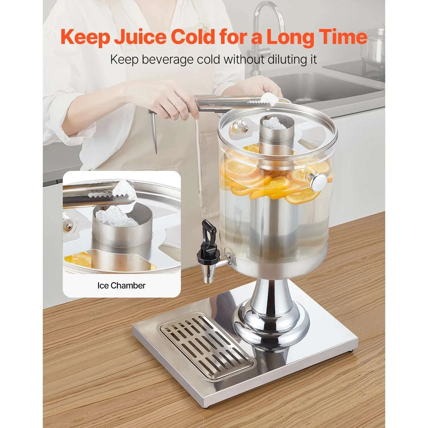 2.1 Gallon Beverage Dispenser with Spigot and Ice Chamber - Image 3