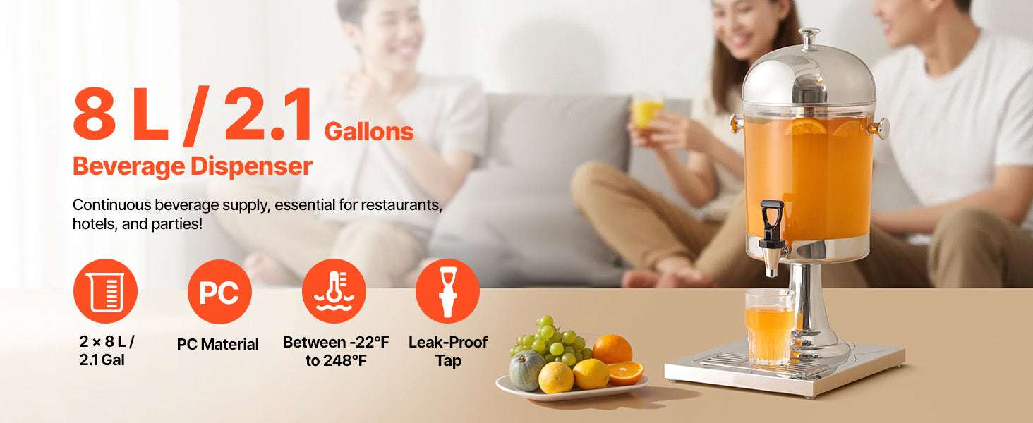2.1 Gallon Beverage Dispenser with Spigot and Ice Chamber - Image 8