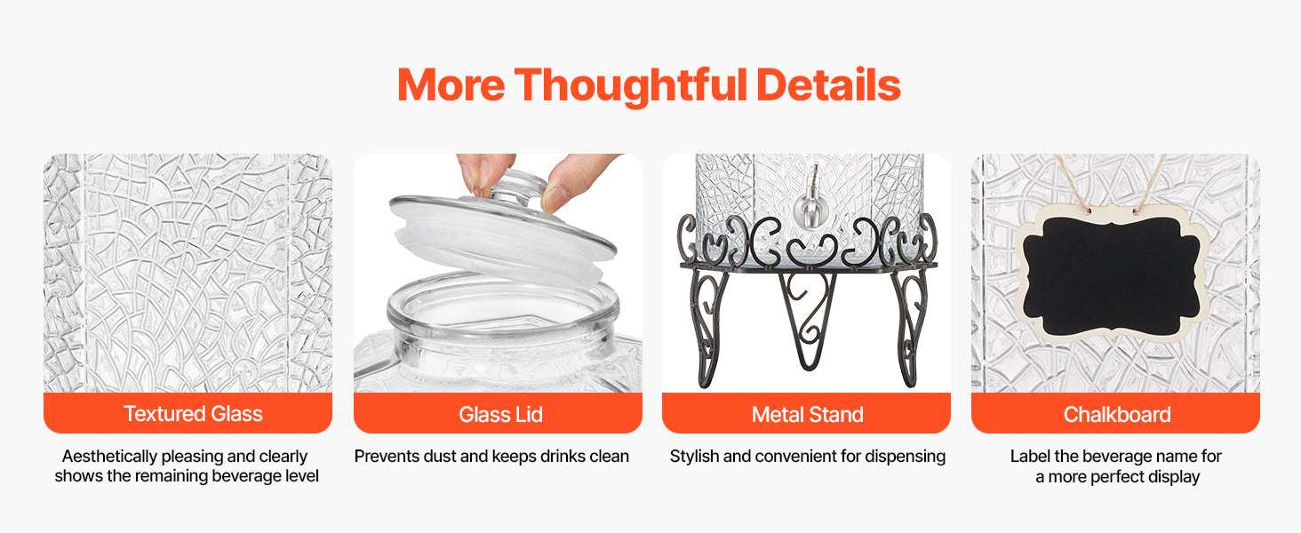 2.5 Gallon Glass Beverage Dispenser with Stand & Leak-Proof Spigot - Image 11