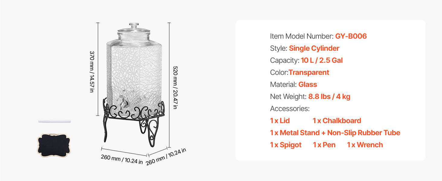 2.5 Gallon Glass Beverage Dispenser with Stand & Leak-Proof Spigot - Image 13