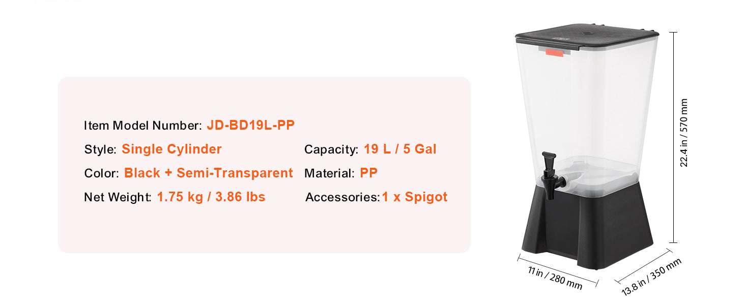 5 Gallon Beverage Dispenser with No-Drip Spigot for Parties & Events - Image 13