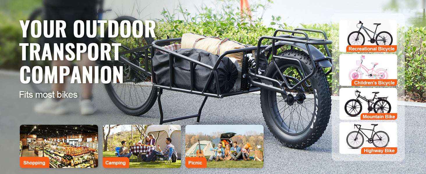Bike Cargo Trailer 70 lbs Capacity with Quick Release & 20" Wheels - Image 12