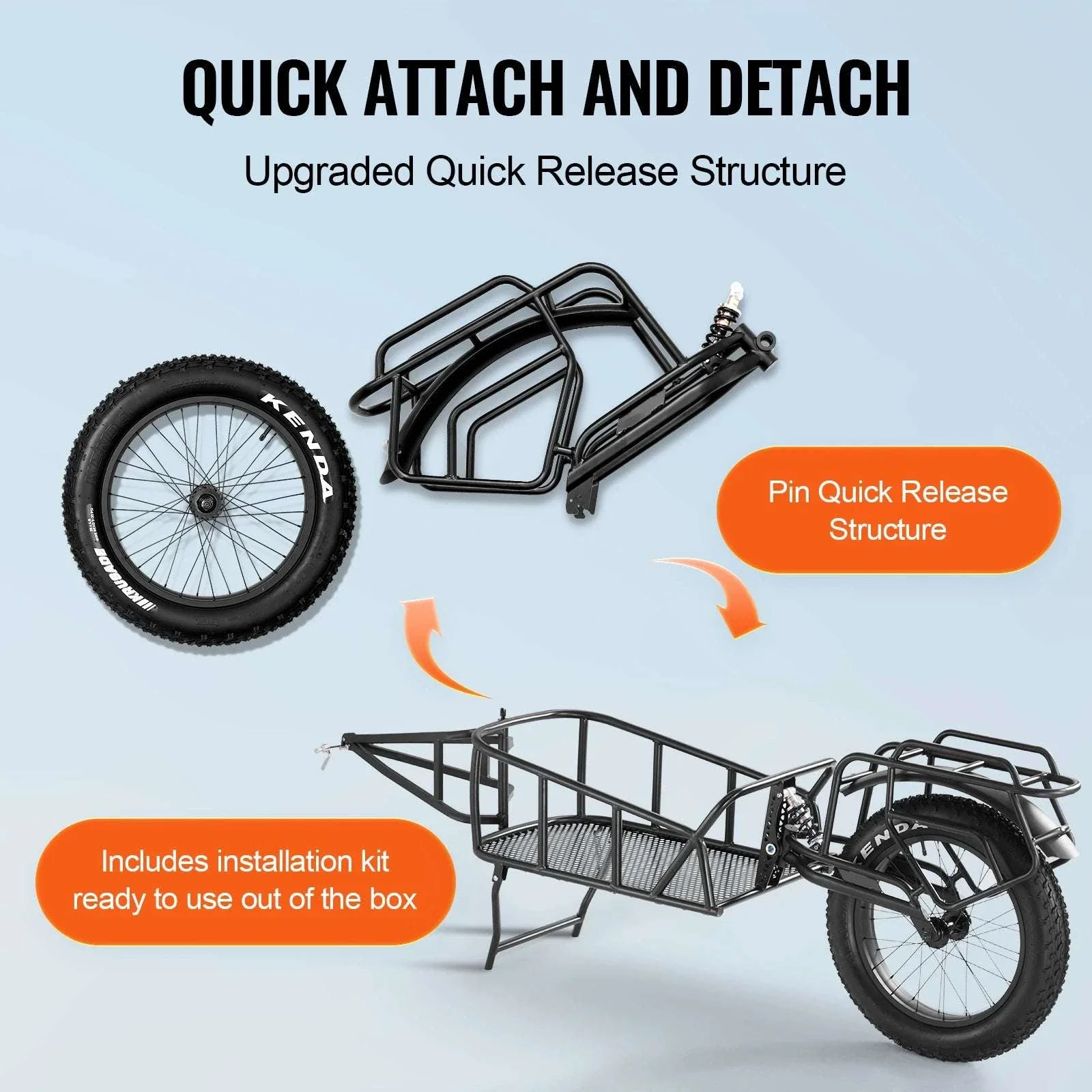 Bike Cargo Trailer 70 lbs Capacity with Quick Release & 20" Wheels - Image 5