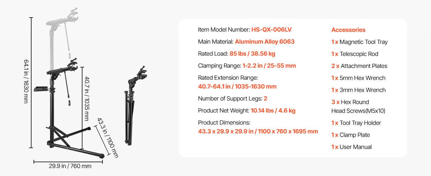 Adjustable Bike Repair Stand Foldable Work Stand with 360° Clamp - Image 13