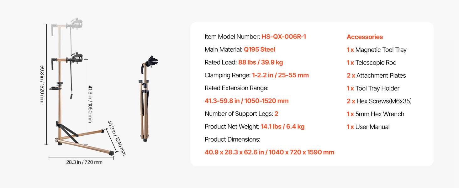 Adjustable Bike Repair Stand Foldable Work Stand with 360° Clamp - Image 16