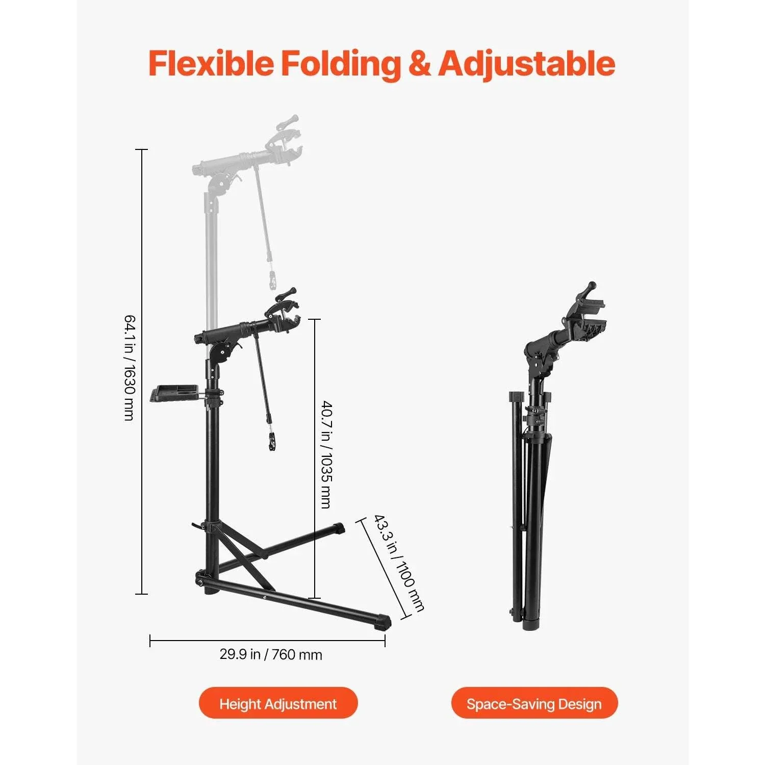 Adjustable Bike Repair Stand with 360° Clamp & Tool Tray - Image 4