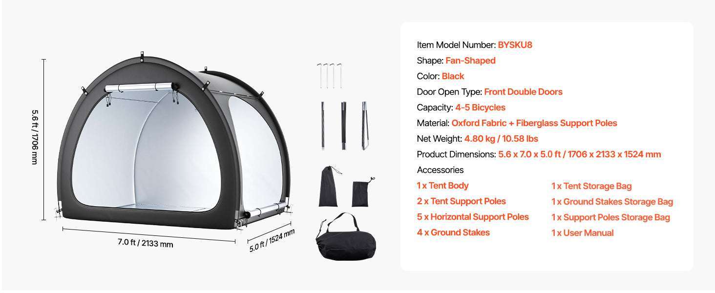 Waterproof Bike Storage Tent with Vent Window and Fiberglass Frame - Image 16