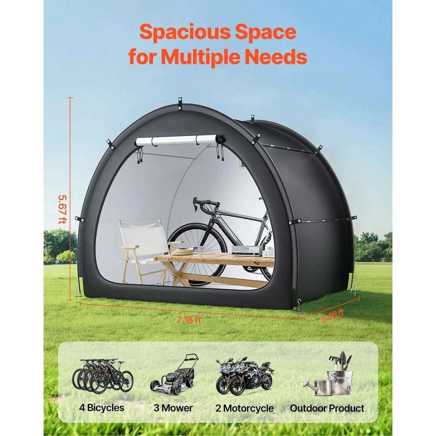 Waterproof Bike Storage Tent with Vent Window and Fiberglass Frame - Image 2