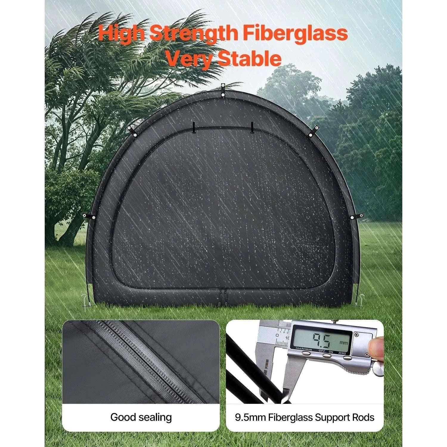 Waterproof Bike Storage Tent with Vent Window and Fiberglass Frame - Image 4