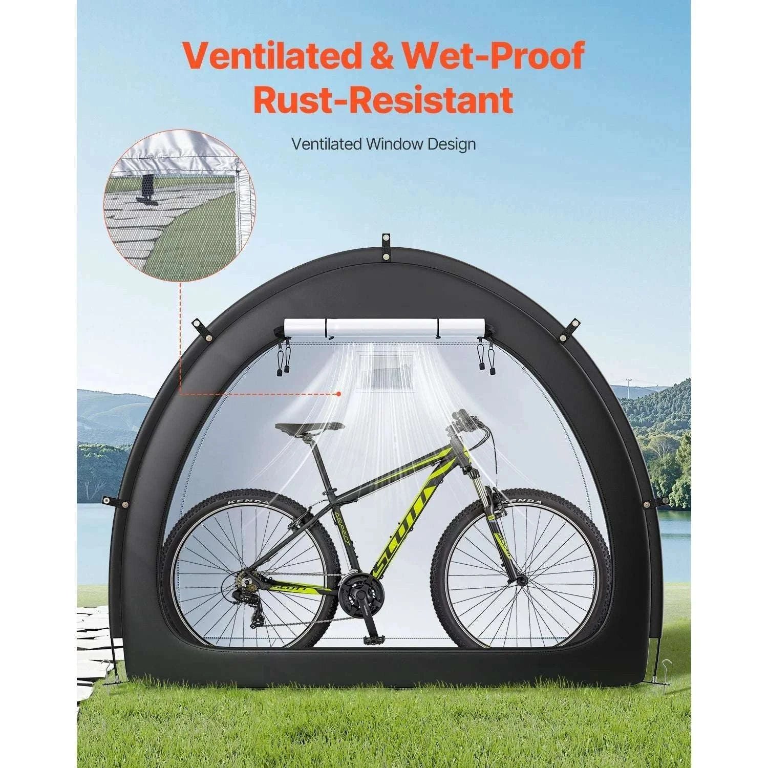Waterproof Bike Storage Tent with Vent Window and Fiberglass Frame - Image 6