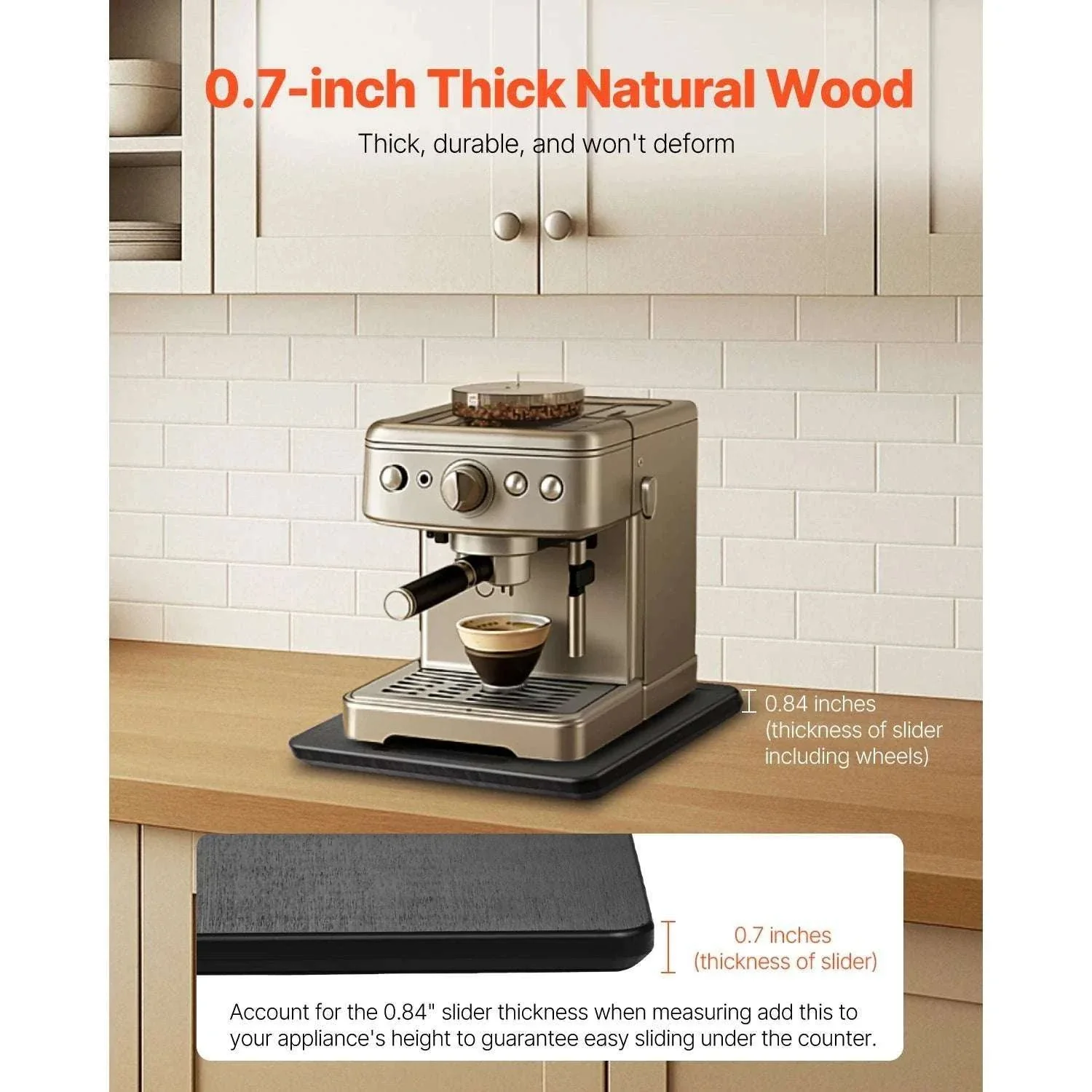 Kitchen Appliance Sliding Tray with Wheels for Coffee Makers - Image 4