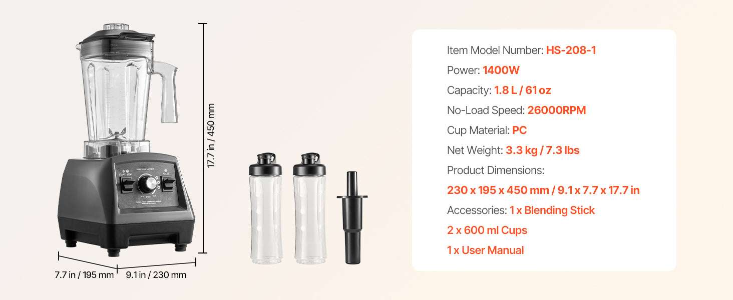 1400W High-Speed Blender 61oz with To-Go Cups & Multi-Function Use - Image 18
