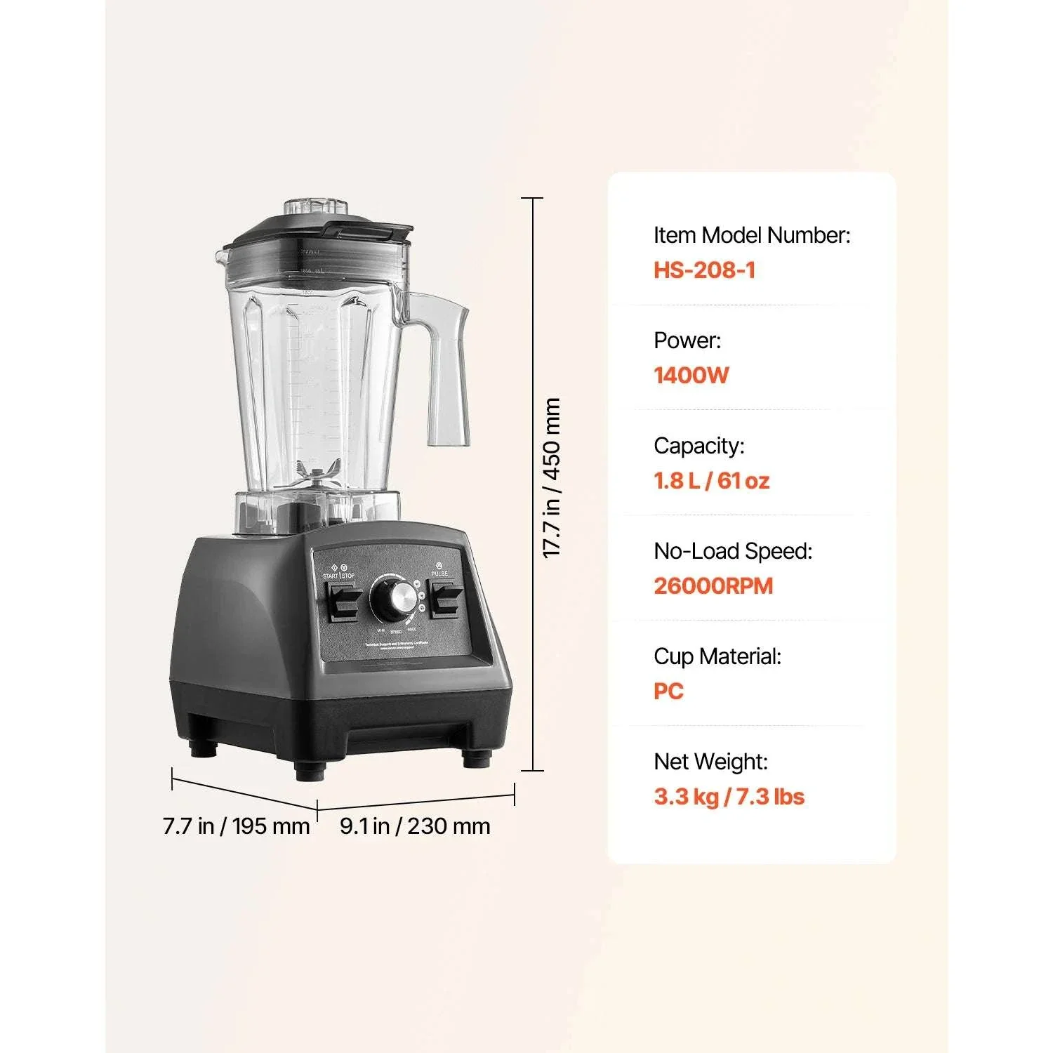 1400W High-Speed Blender 61oz with To-Go Cups & Multi-Function Use - Image 19