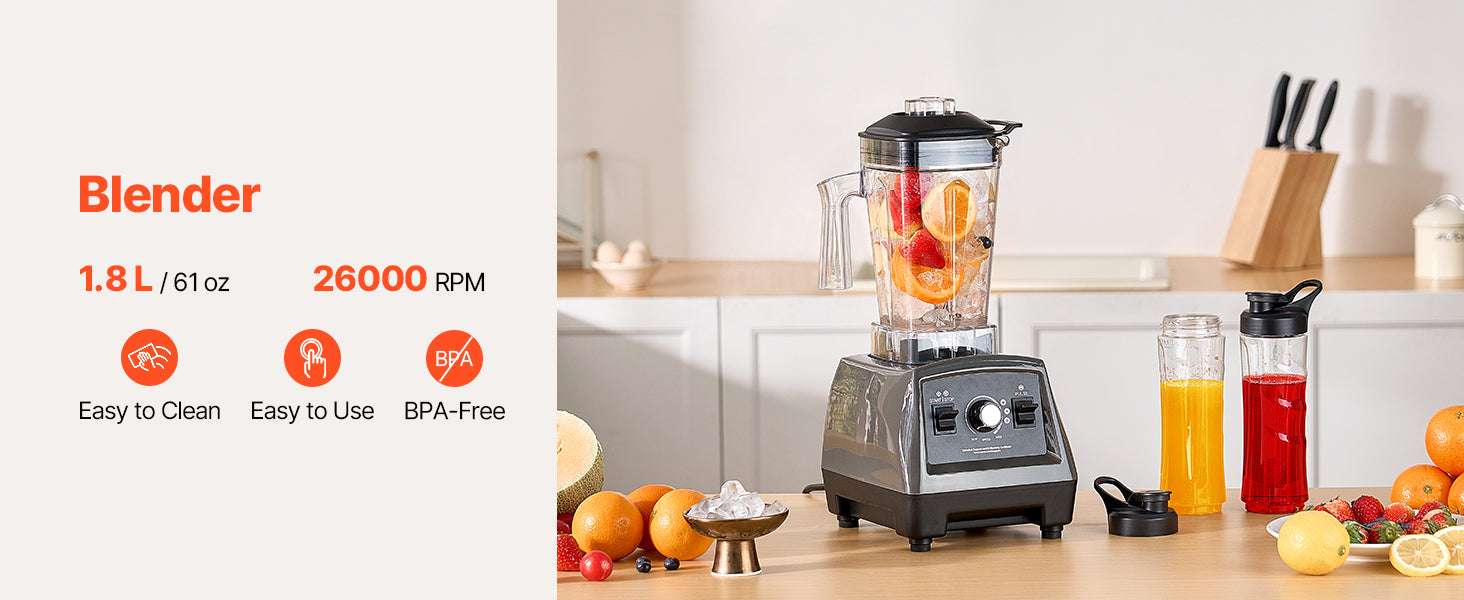 1400W High-Speed Blender 61oz with To-Go Cups & Multi-Function Use - Image 8
