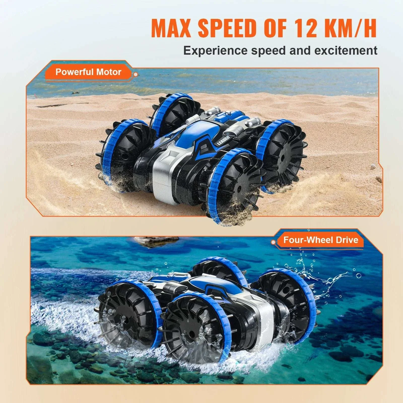 Amphibious RC Car Boat 2.4GHz Stunt Vehicle for Land & Water - Image 3