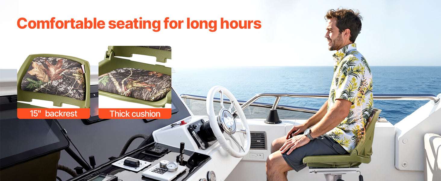 Folding Boat Seat with Thick Cushion & Low Backrest Support - Image 10