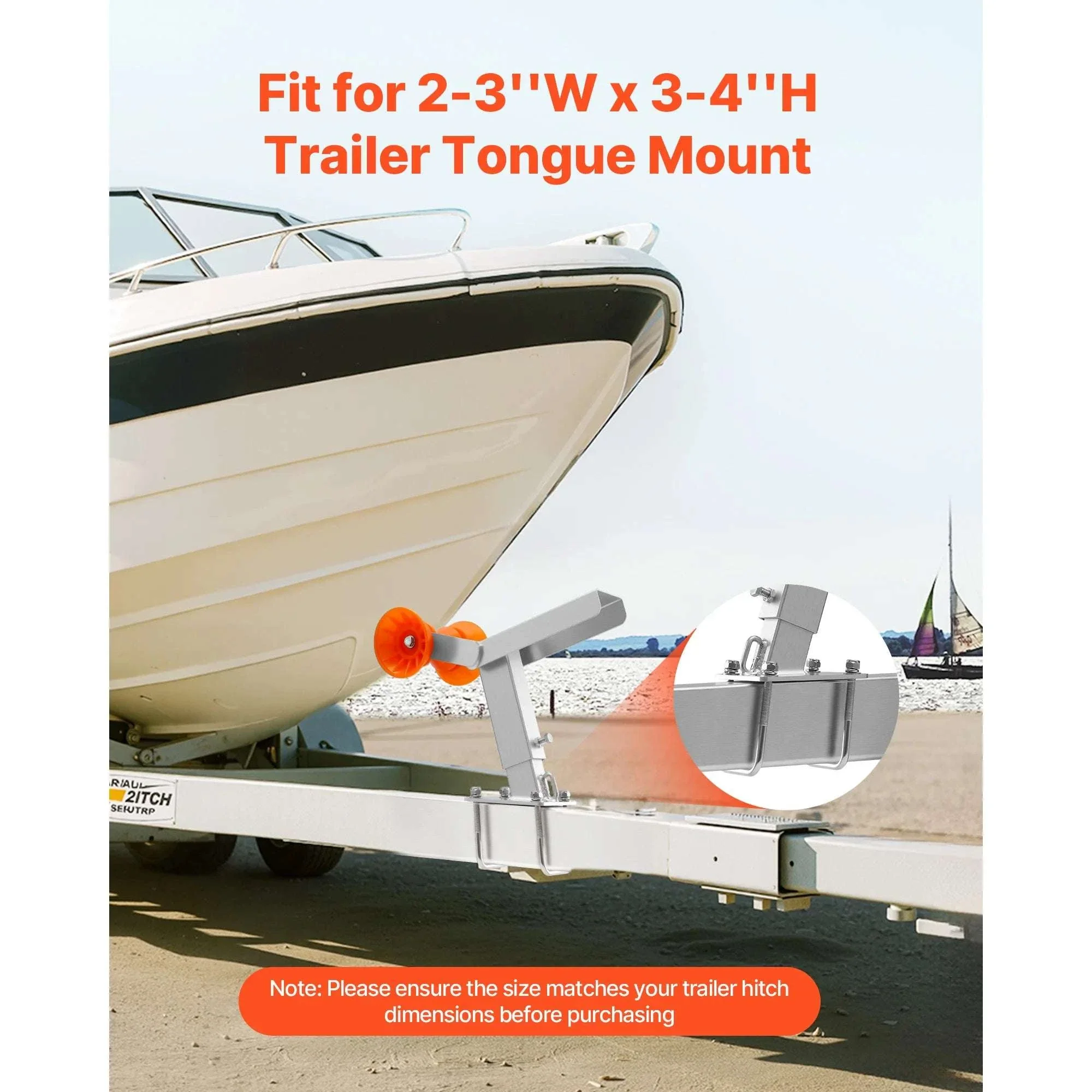 Adjustable Boat Trailer Winch Stand with Roller & U-Bolts - Image 3