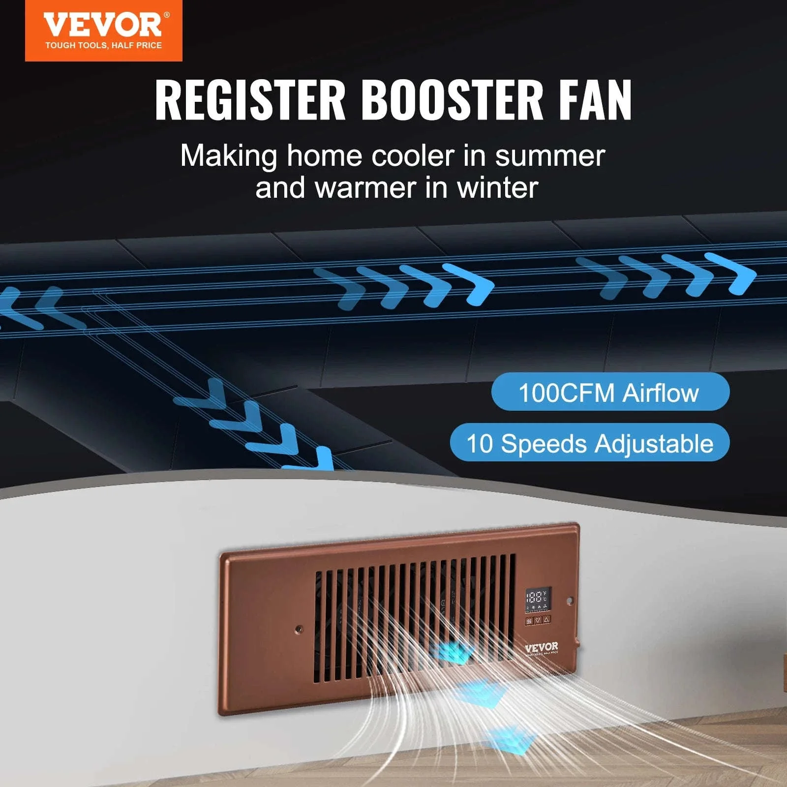 4x12 Register Booster Fan 100CFM with LCD Controller & Remote - Image 2