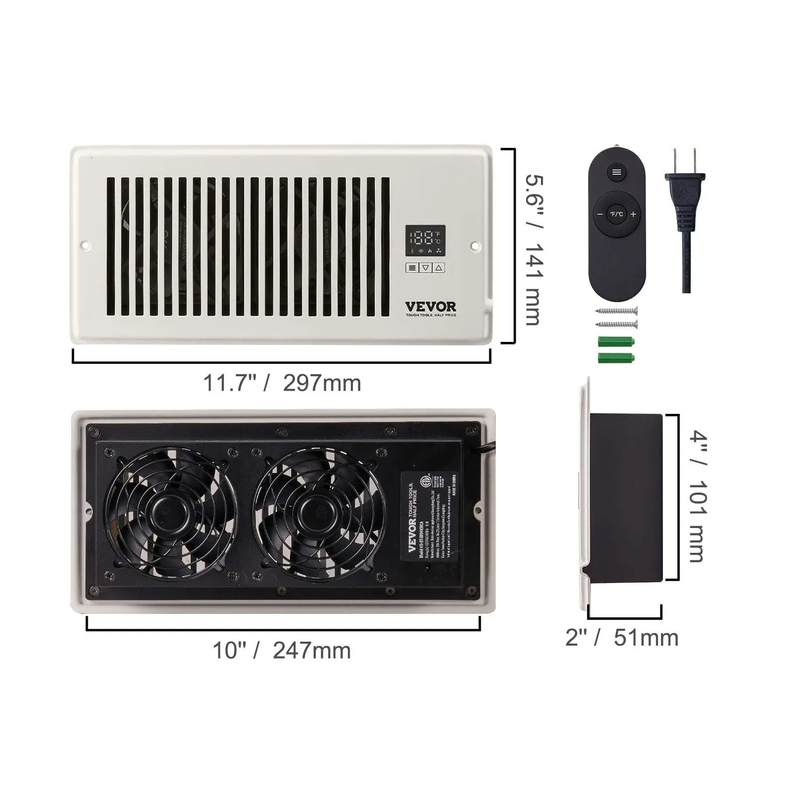 4x12 Register Booster Fan 100CFM with LCD Controller & Remote - Image 20