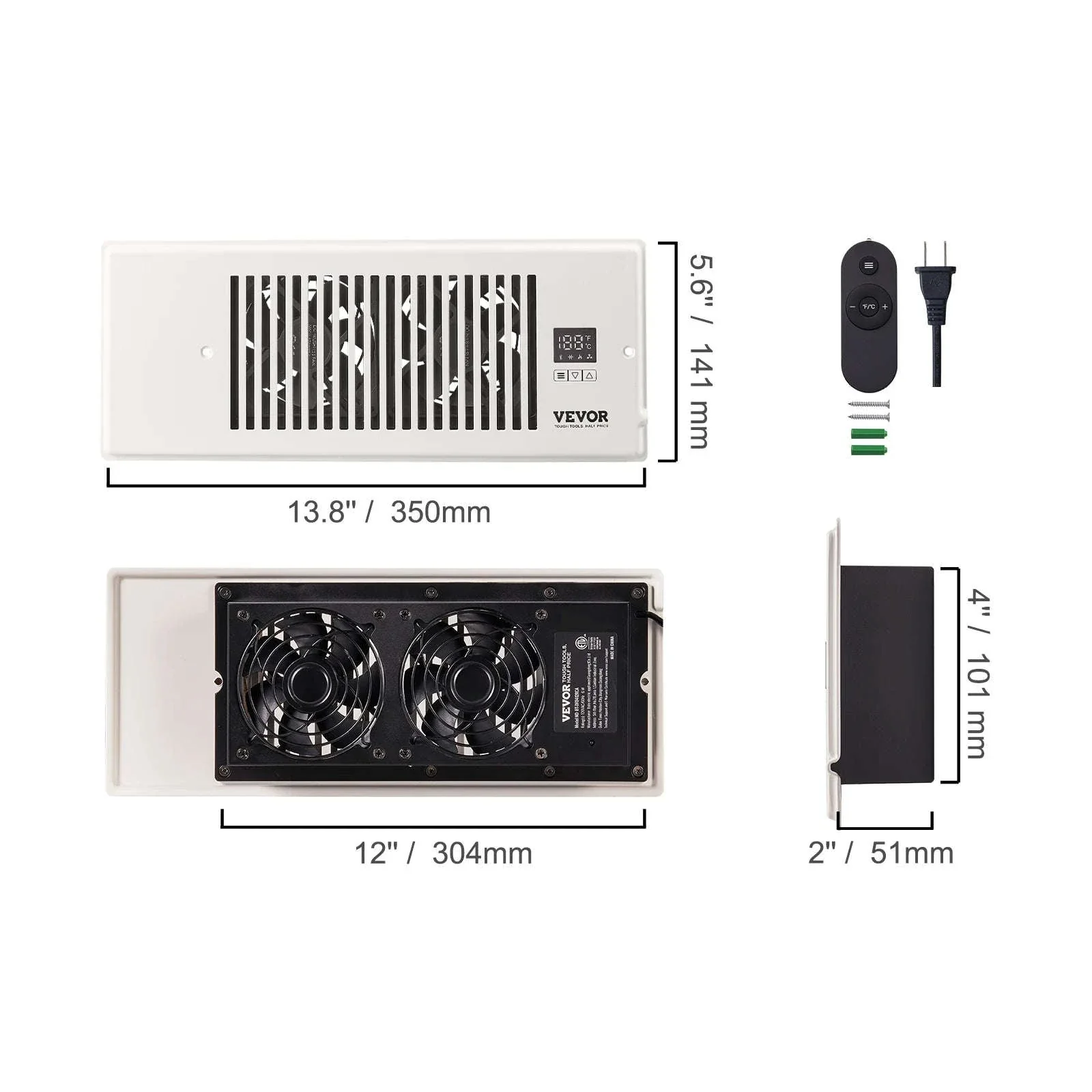 4x12 Register Booster Fan 100CFM with LCD Controller & Remote - Image 21