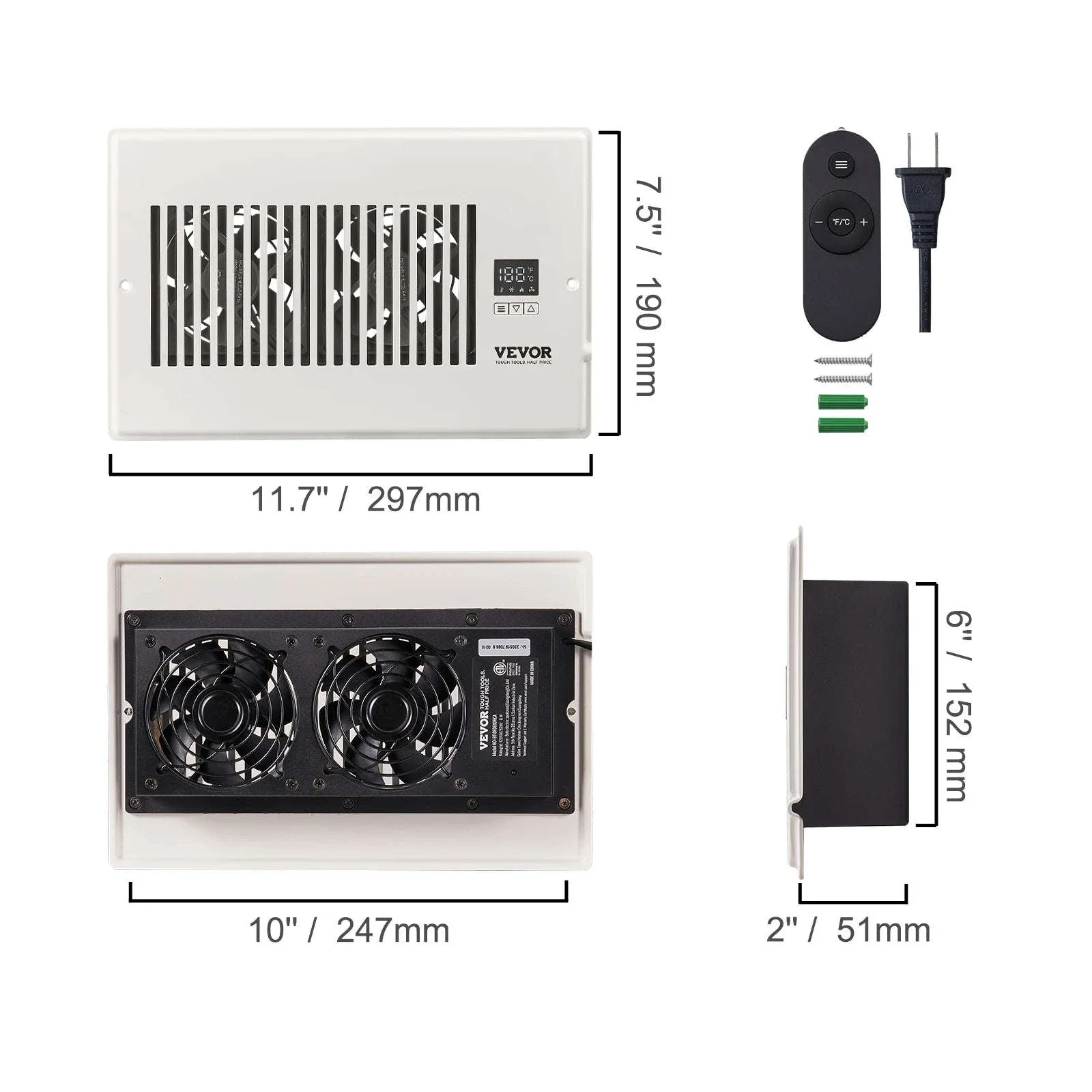 4x12 Register Booster Fan 100CFM with LCD Controller & Remote - Image 22