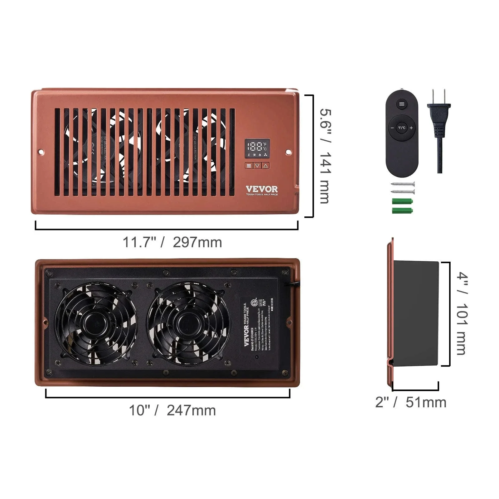 4x12 Register Booster Fan 100CFM with LCD Controller & Remote - Image 24