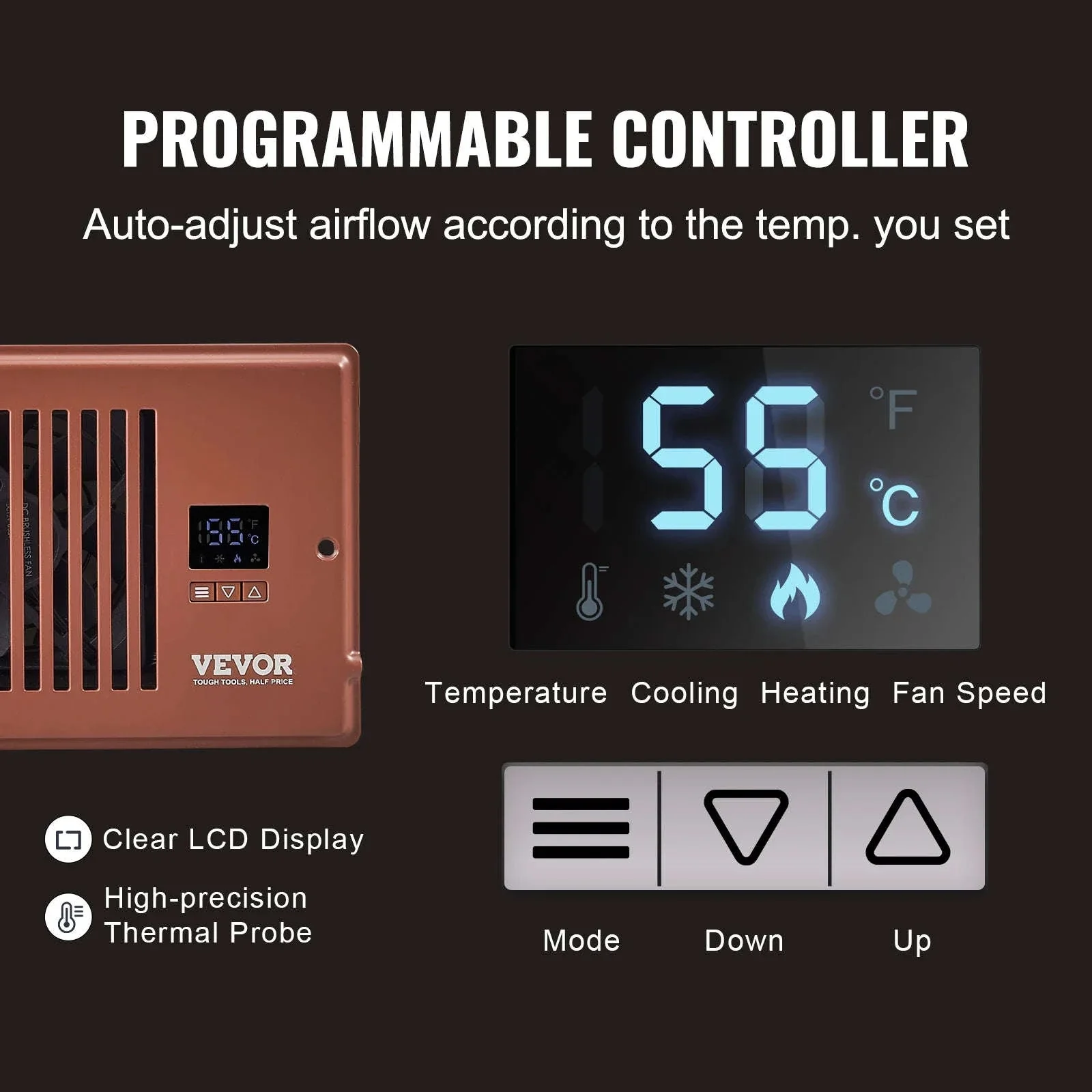 4x12 Register Booster Fan 100CFM with LCD Controller & Remote - Image 4