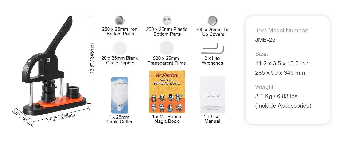 Button Maker Machine Kit with Molds & Parts for Custom Pins - Image 15