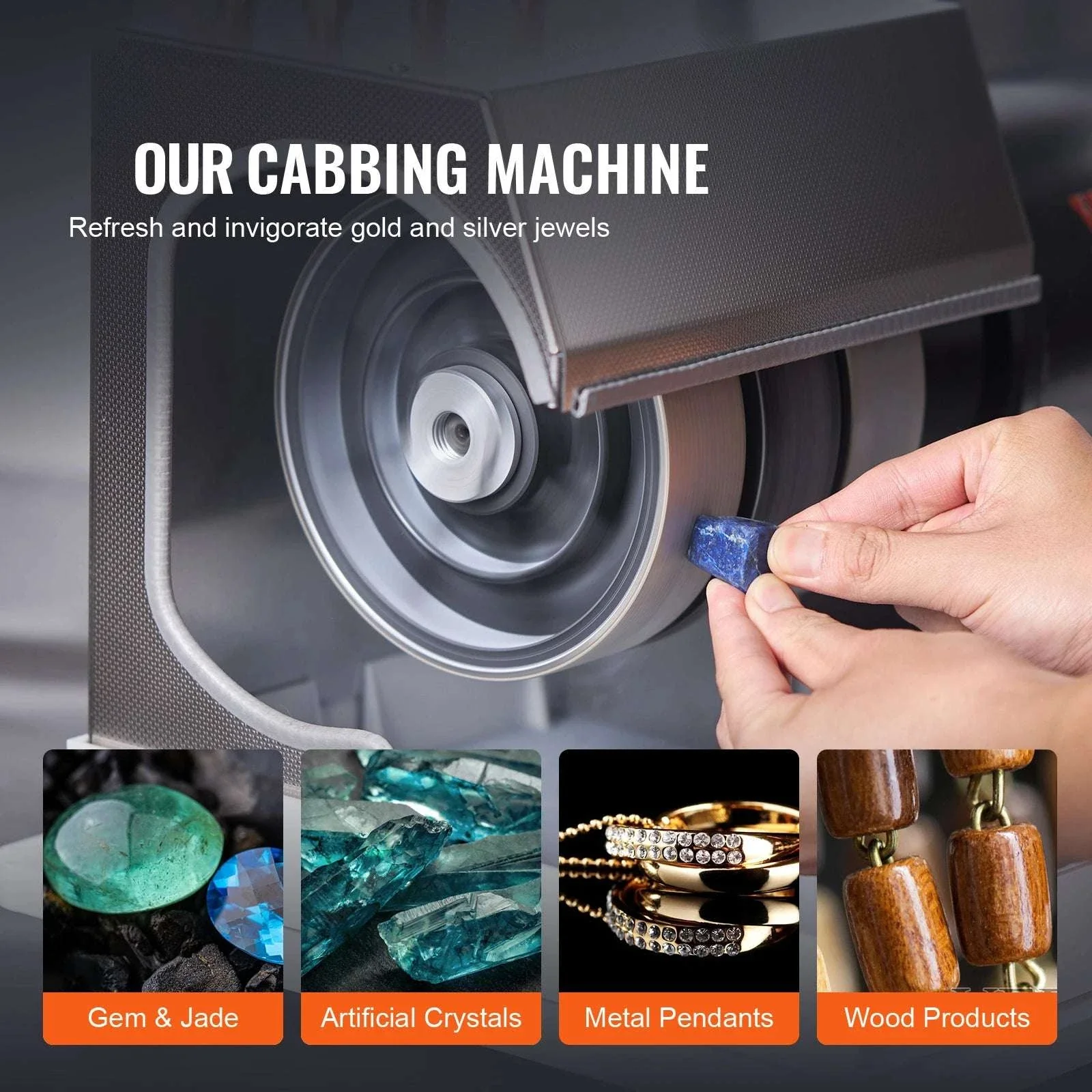 6" Lapidary Cabbing Machine 1800RPM Grinder Polisher with Water System - Image 3