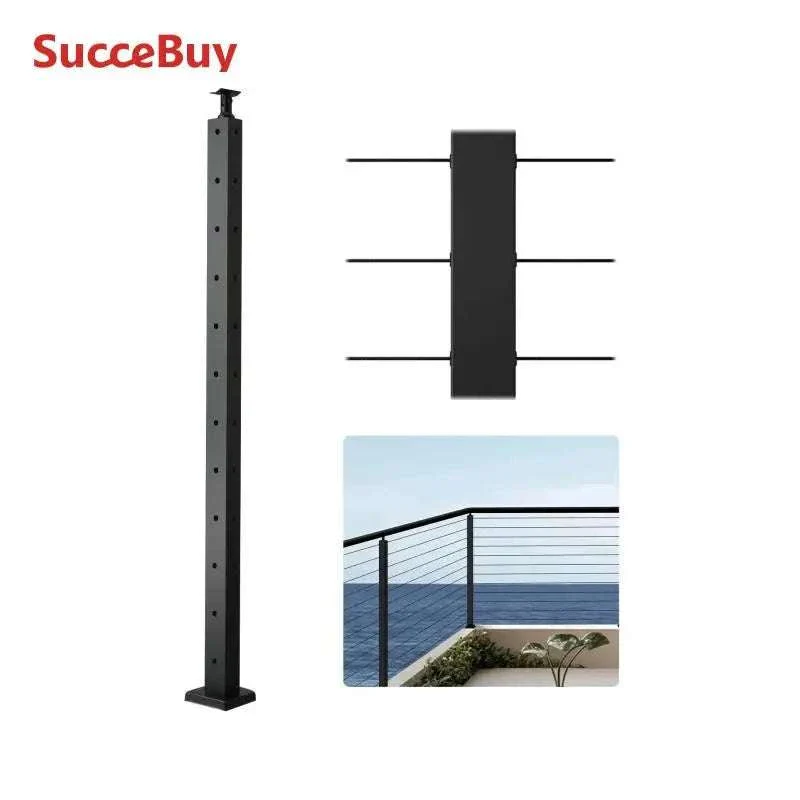 Stainless Steel Cable Railing Corner Post with Pre-Drilled L Holes