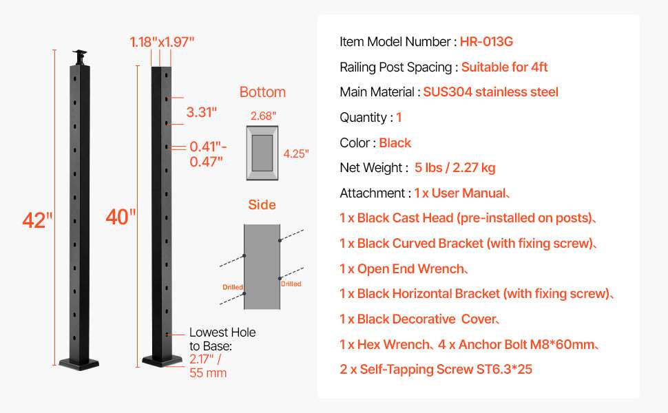 Stainless Steel Cable Railing Corner Post with Pre-Drilled L Holes - Image 14