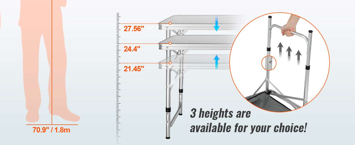 Folding Camping Kitchen Table with Storage & Adjustable Height - Image 13