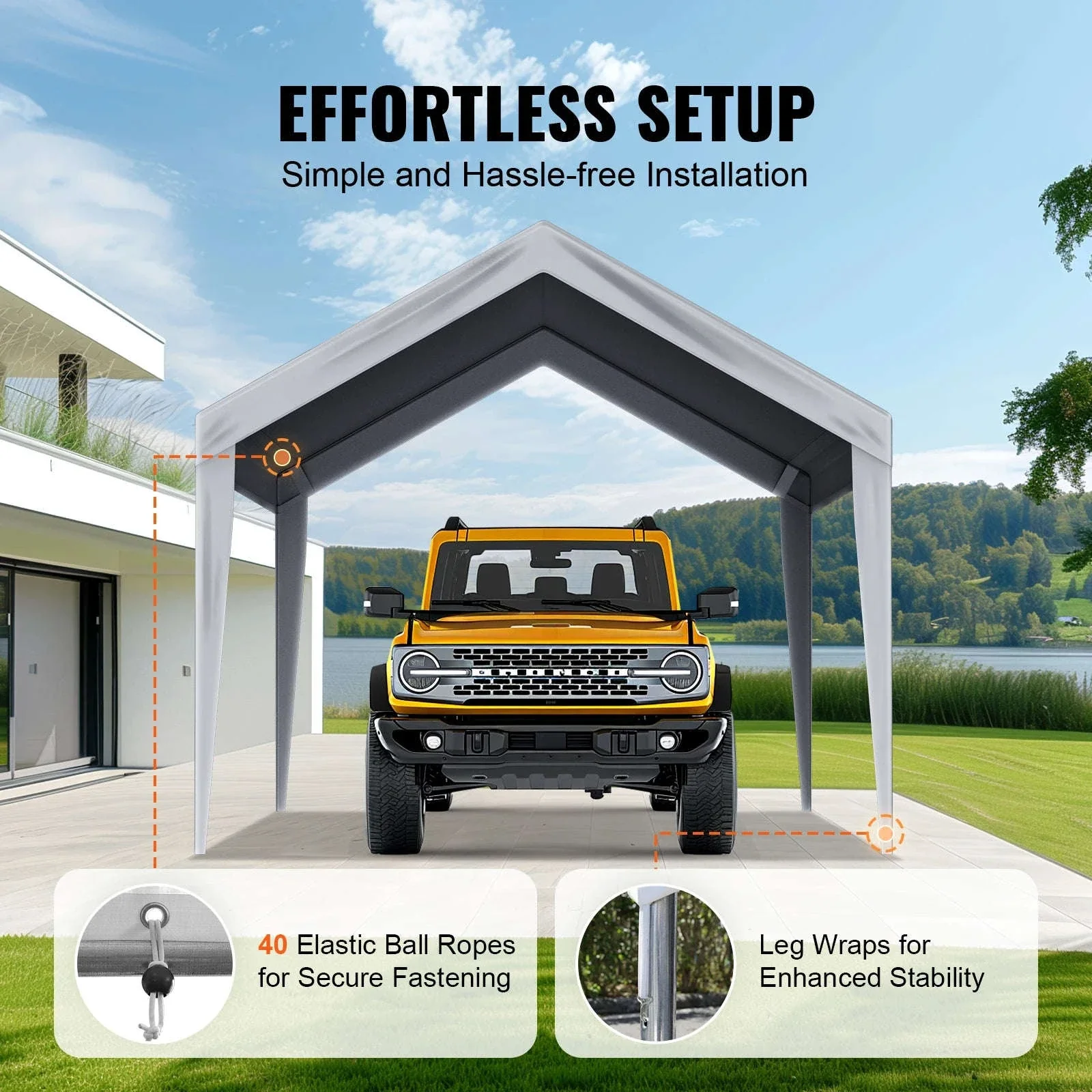 Carport Replacement Canopy Cover with Ball Bungees - Image 5