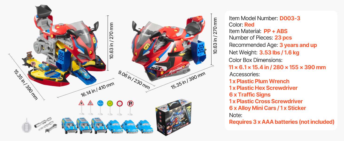 Kids Motorcycle Engine Toy Set with Lights, Sounds & 25 Pieces - Image 14