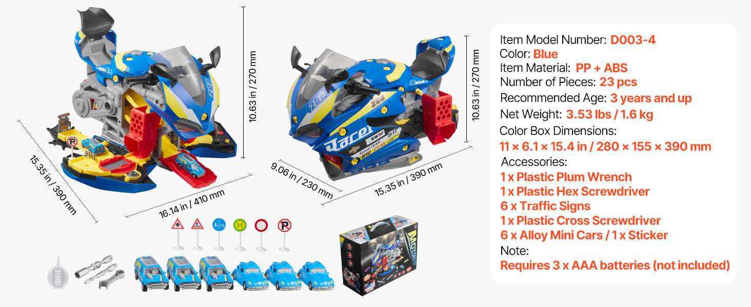 Kids Motorcycle Engine Toy Set with Lights, Sounds & 25 Pieces - Image 15
