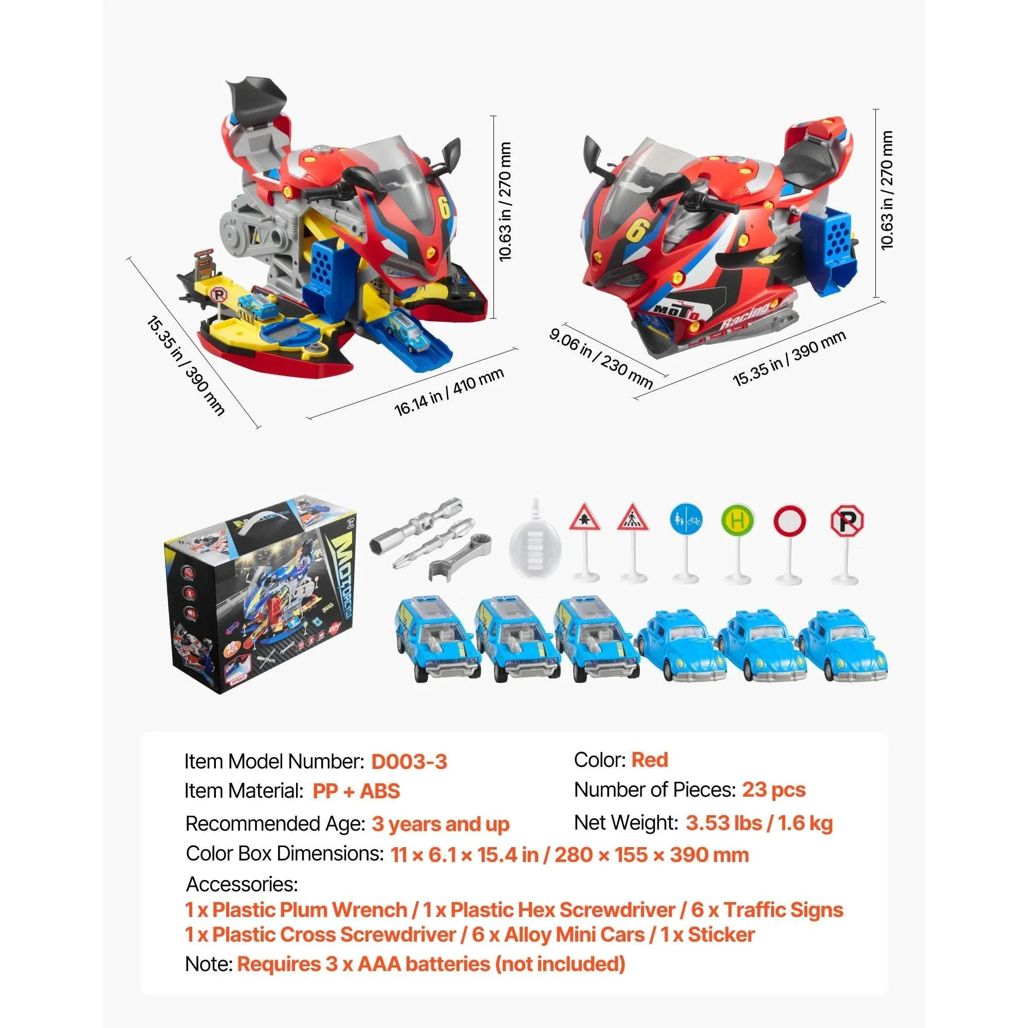 Kids Motorcycle Engine Toy Set with Lights, Sounds & 25 Pieces - Image 16