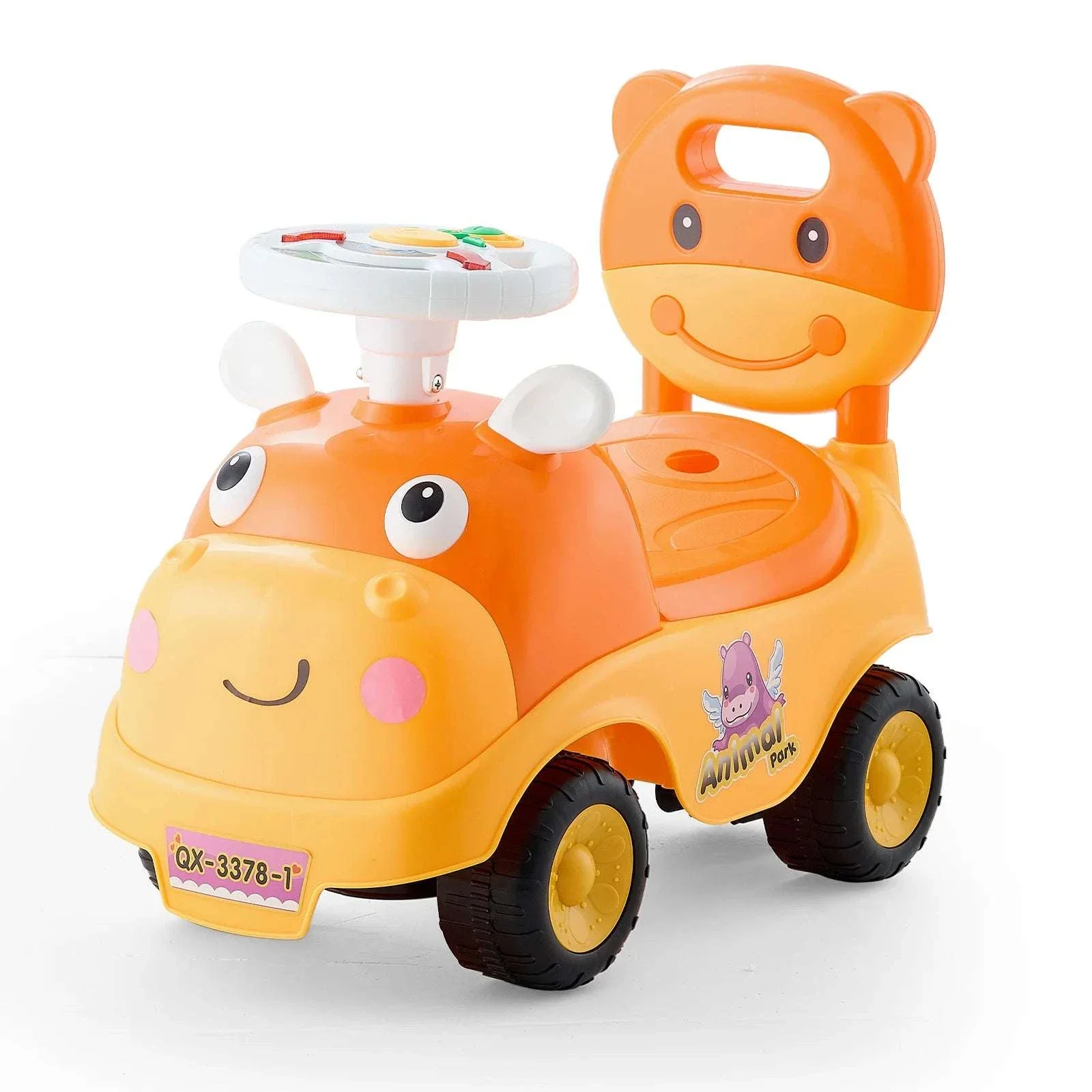 Toddler Ride-On Push Car with Music, Horn & Storage Seat