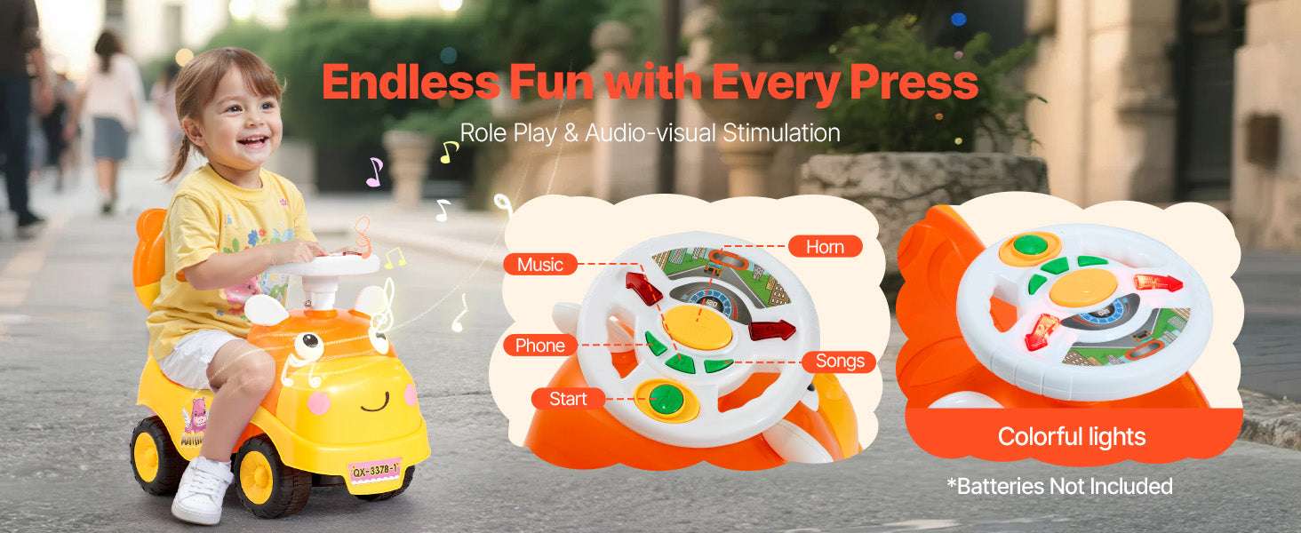 Toddler Ride-On Push Car with Music, Horn & Storage Seat - Image 10