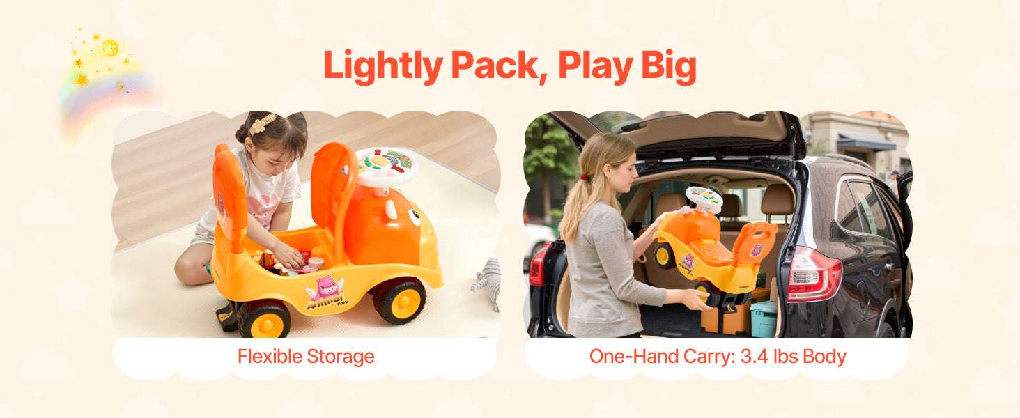 Toddler Ride-On Push Car with Music, Horn & Storage Seat - Image 12