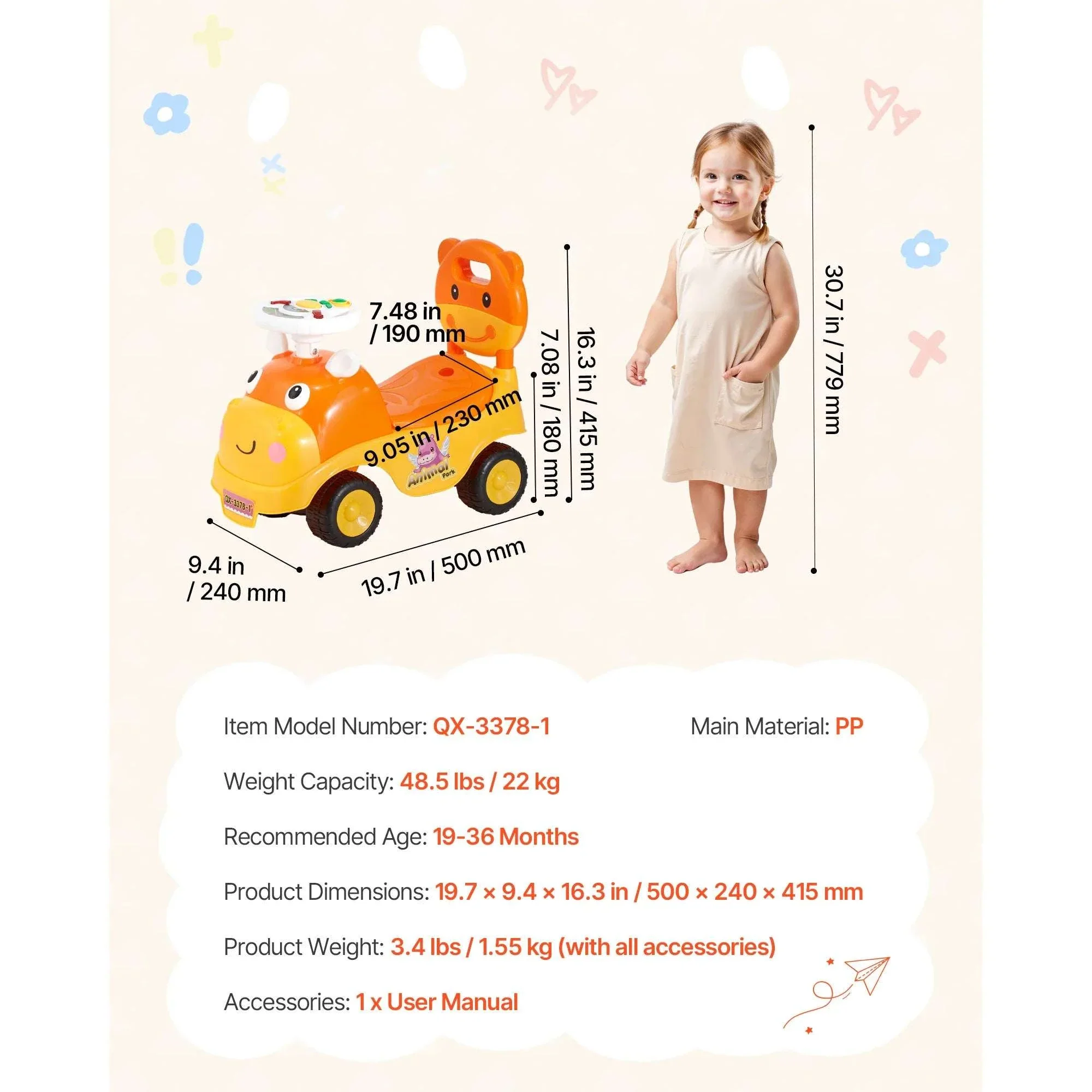 Toddler Ride-On Push Car with Music, Horn & Storage Seat - Image 14