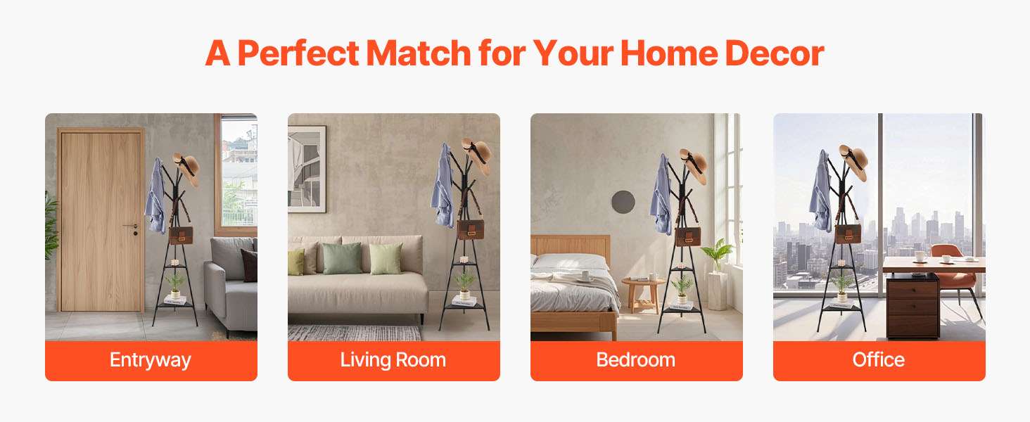 Freestanding Coat Rack with Shelves and Hooks for Entryway Storage - Image 12